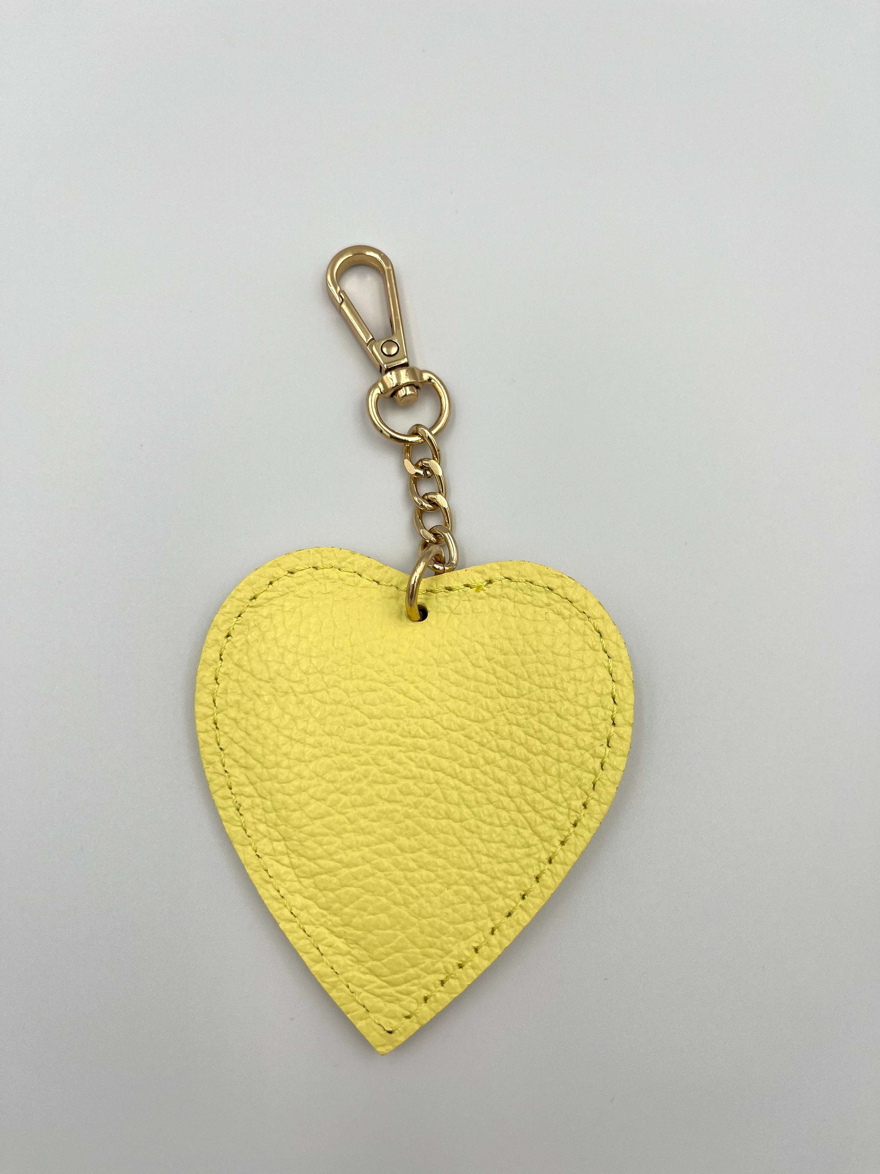Hart Keychain – geel – 100% echt leer